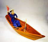 Vintage cloth SAILOR in a painted wooden dory