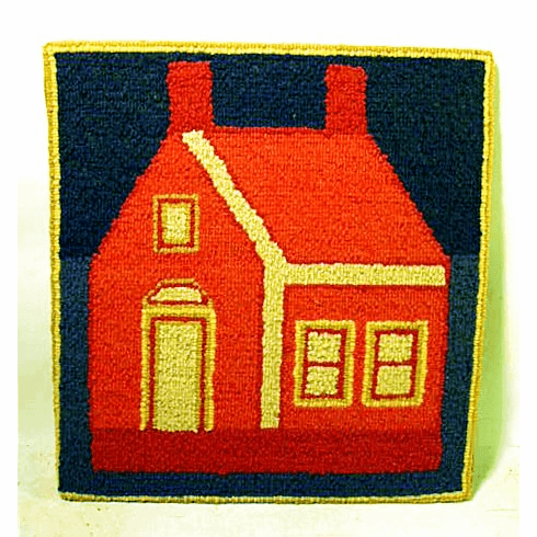 Vintage hooked panel RED HOUSE