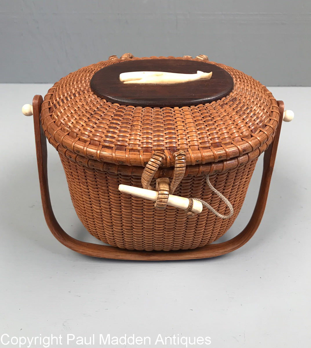 Vintage Nantucket Lightship Basket Purse by Sherwin Boyer Paul Madden Antiques