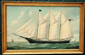 Vintage o/c  portrait of the schooner WARREN ADAMS by Nickerson