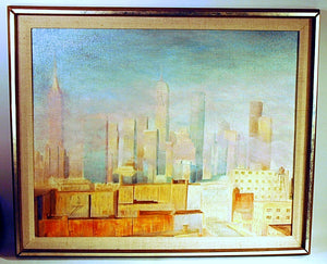 Vintage oil of New York City by Betty Armstrong