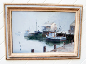 Vintage oil on canvas of MISTY HARBOR by BEN NEILL