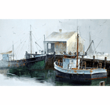 Vintage oil on canvas of MISTY HARBOR by BEN NEILL