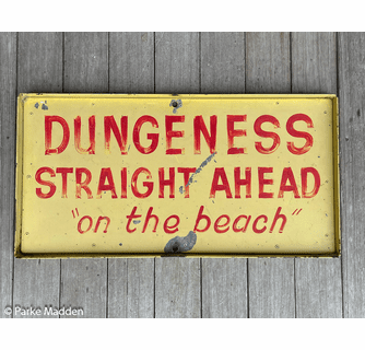 Vintage Painted Metal Sign - Dungeness (Crab) Straight Ahead