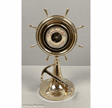Vintage Polished Brass Watrous Ship's Wheel Barometer
