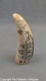 Vintage Scrimshaw Sperm Whale Tooth - Whaleship Isis of Nantucket