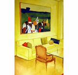 Vintage watercolor of designed interior