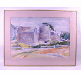 Watercolor on paper - A View of Nantucket Barns by Treidler