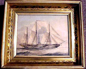 Watercolor on paper of the ship James Watt circa 1840