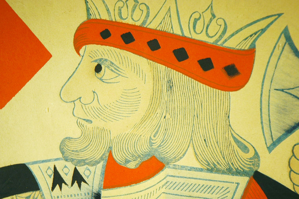 Wonderful color woodblock print King of Diamonds Paul Madden Antiques