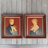 Pair Vintage Folk Art Portraits by Dorothy Davis