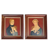 Pair Vintage Folk Art Portraits by Dorothy Davis