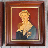 Pair Vintage Folk Art Portraits by Dorothy Davis