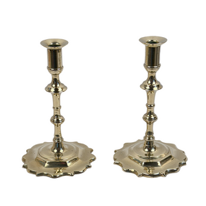 Pair of Antique 18th C. Queen Anne Brass Candlesticks