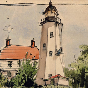 Sandy Hook Lighthouse Watercolor by John Austin