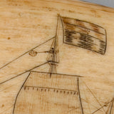 Antique Scrimshaw Tooth with Whaling Scene