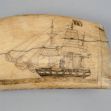 Antique Scrimshaw Tooth with Whaling Scene