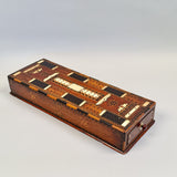 Antique Scrimshaw Inlaid Cribbage Board