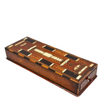 Antique Scrimshaw Inlaid Cribbage Board