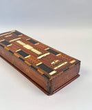 Antique Scrimshaw Inlaid Cribbage Board