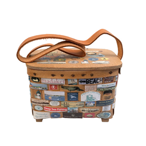 Vintage Decoupage Nantucket Picnic Basket