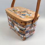 Vintage Decoupage Nantucket Picnic Basket
