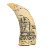 Antique Scrimshaw Tooth - British Warship & Woman