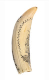 Antique Scrimshaw Tooth - British Warship & Woman