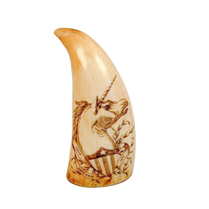 Antique Scrimshaw Tooth - Ship Unicorn 1851