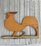 Antique Folk Art Wooden Rooster Weathervane