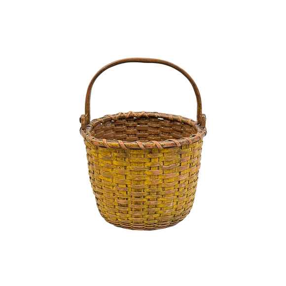 Antique Yellow Painted Nantucket Basket