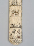 Antique Scrimshaw Whalebone Busk with Vignettes