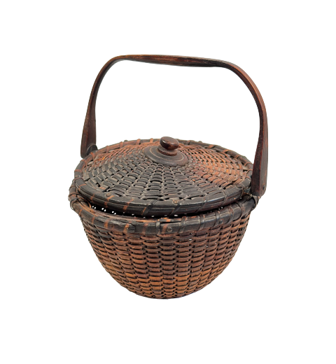 Antique Covered Nantucket Basket by A.D. Williams
