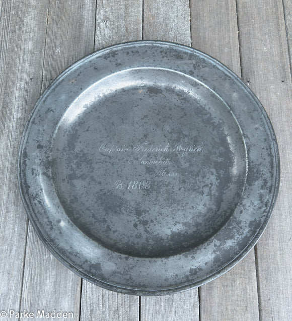 Antique Pewter Charger Belonging to Frederick Myrick