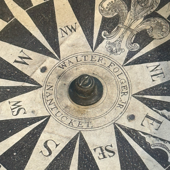 Antique Whaleboat Compass by Walter Folger Jr., Nantucket