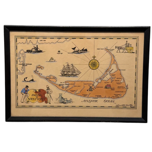 Vintage Pictorial Map of Nantucket by William Cotton Schöntzeler