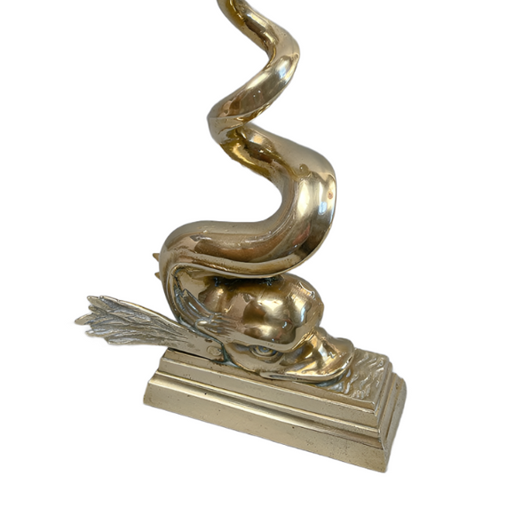 Antique Cast Brass Maltese Dolphin Doorstop