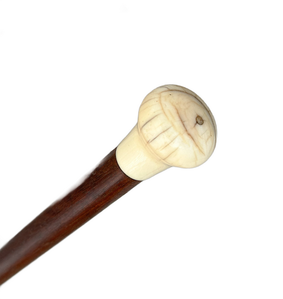 Antique American Scrimshaw Walking Stick with Round Knob