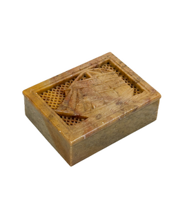 Antique Chinese Export Soapstone Box with Ship