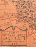 Rare Map of Nantucket Town and Harbor by Phillip L. Hall 1925