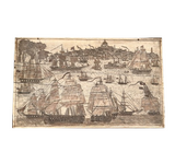 Rare Antique Scrimshaw Panbone of Boston Harbor