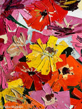 Zinnias Painting by Andrew Shunney