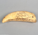 Antique Scrimshaw Tooth Ship & Whales