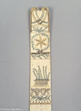 Antique Scrimshaw Whalebone Corset Busk Green & Yellow Polychrome