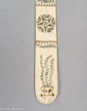 Antique Scrimshaw Whalebone Corset Busk Green & Yellow Polychrome