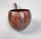 Antique Scrimshaw Coconut Water Dipper with Carved Shield