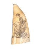 Antique Scrimshaw Tooth with Seated Woman