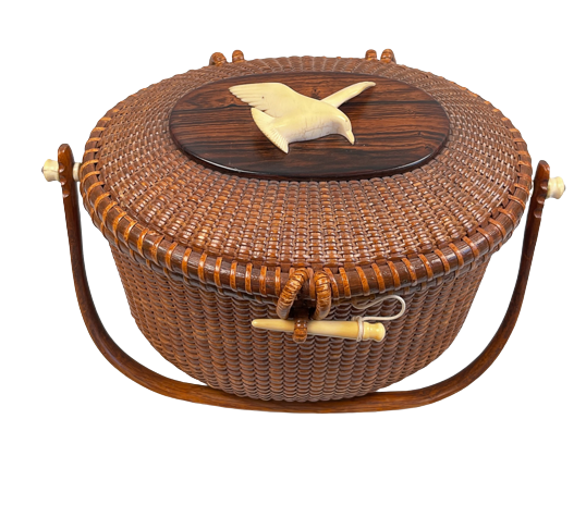 Buy Vintage Farnum Nantucket Basket Purse, 8 1/2 X 6 1/2, Dolphin and Sea  Gull Embellishments, 2 Porpoise Scrimshaws, Wicker Signed Bucket Purse  Online in India - Etsy