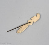 Antique Ivory Hand & Snake Pin