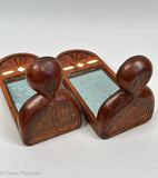 Pair of Antique Scrimshaw Inlaid Mirrored Sconces